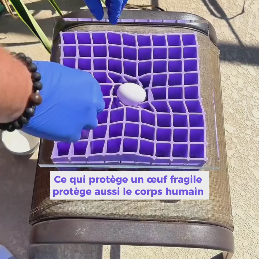 Charger la vidéo : &lt;p&gt;1. Placez un œuf cru sur le coussin Xoomfy&lt;br/&gt;2. Asseyez-vous dessus.&lt;br/&gt;3. L&#39;œuf ne casse pas.&lt;br/&gt;✅ Votre dos non plus&lt;/p&gt;
